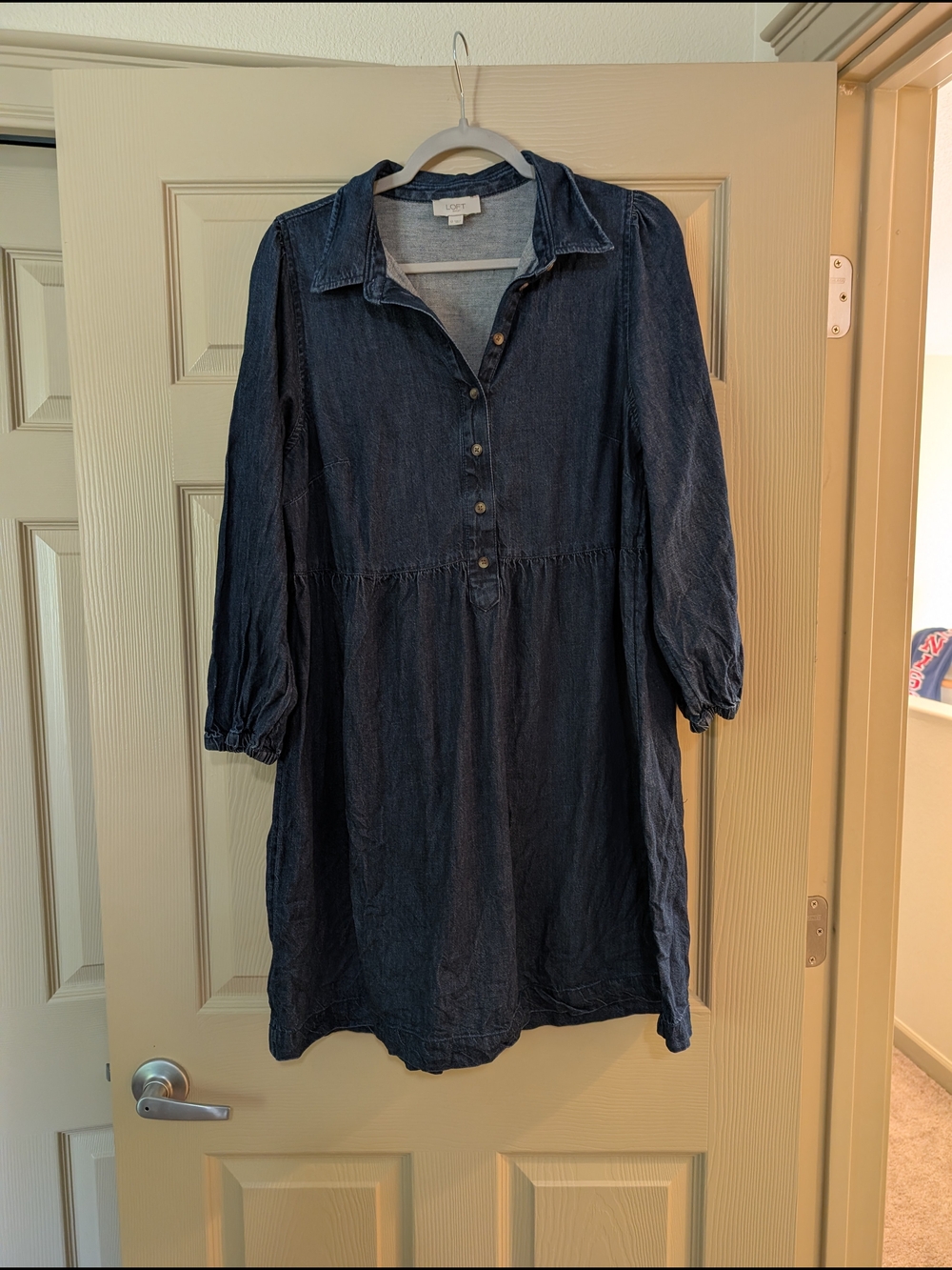 LOFT Dark Blue Denim Shirt Dress